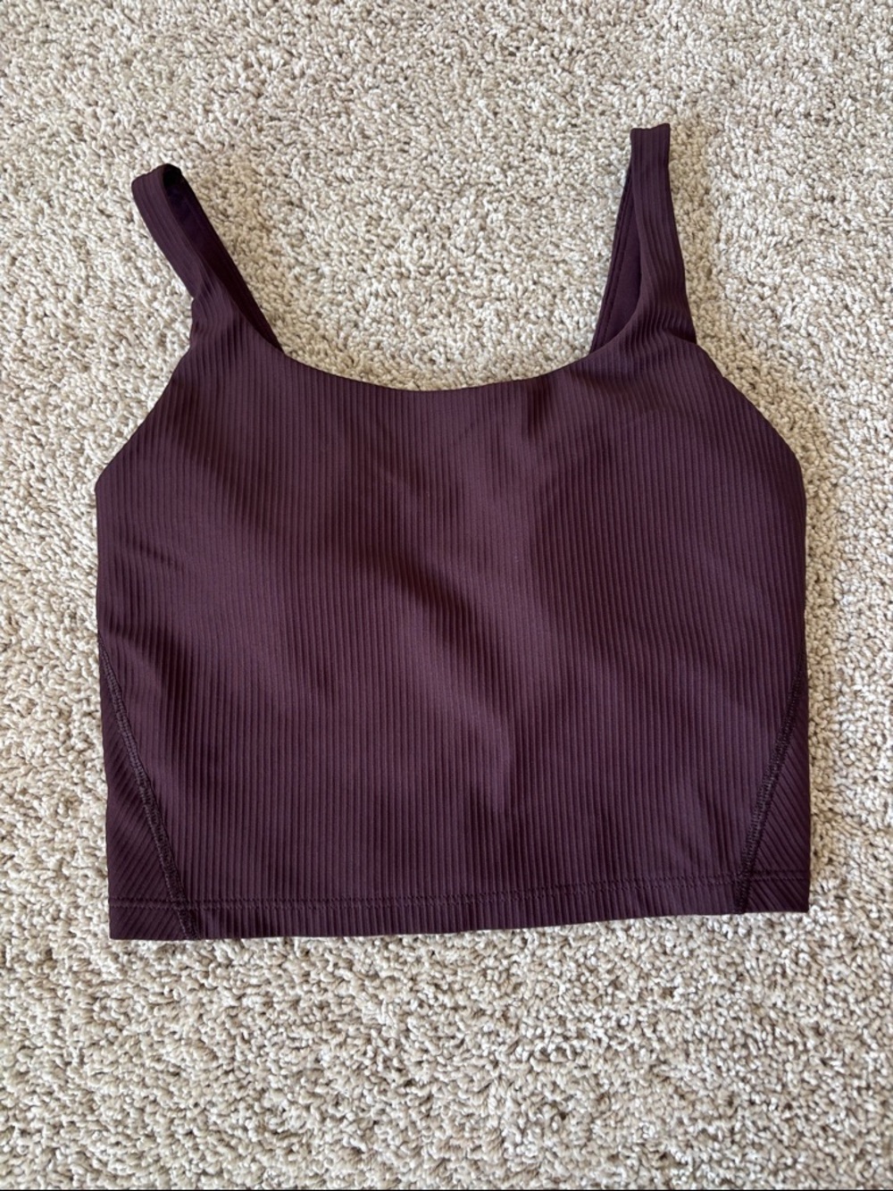 Ribbed Square-Neck Crop Tank Top - Plum